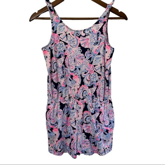 Lilly Pulitzer Girls High Tide Navy It’s For Shore Cady Romper Size L - Picture 3 of 5
